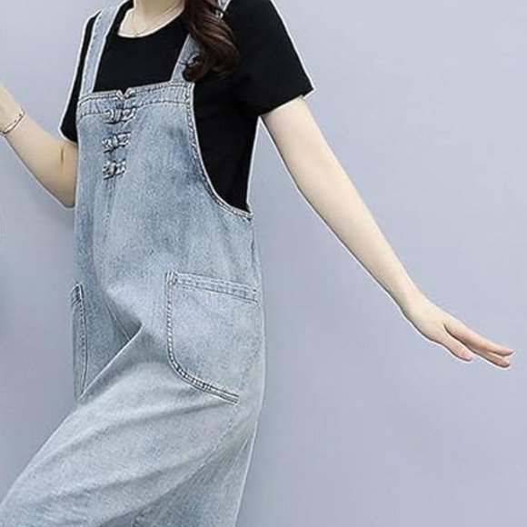 NWT Japanese Style Long Midi Overall Dress - Picture 3 of 5